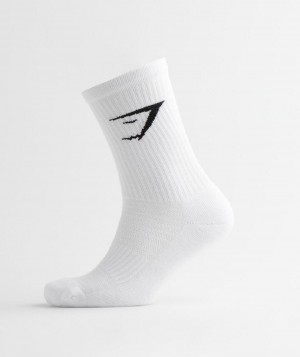 Καλτσεσ Gymshark Crew 3pk ανδρικα ασπρα | GR_YJ6762