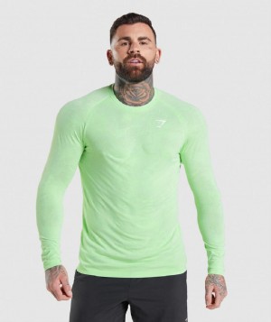 Μακρυμανικο Gymshark Geo Seamless ανδρικα πρασινο ασπρα | GR_EE5502