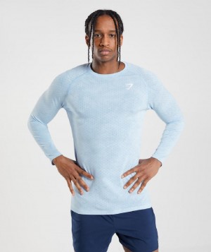 Μακρυμανικο Gymshark Geo Seamless ανδρικα ασπρα μπλε | GR_O9915