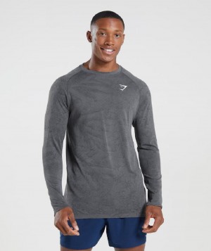 Μακρυμανικο Gymshark Geo Seamless ανδρικα γκρι μαυρα | GR_R5884