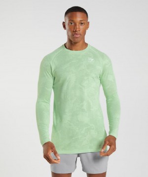 Μακρυμανικο Gymshark Geo Seamless ανδρικα πρασινο πρασινο | GR_VV5532