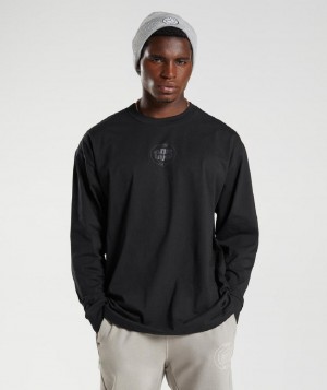 Μακρυμανικο Gymshark Gs10 Year Oversized ανδρικα μαυρα | GR_BH3185
