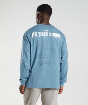 Μακρυμανικο Gymshark Gs10 Year Oversized ανδρικα μπλε | GR_K5178