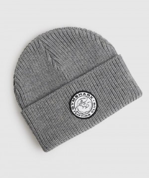 καπελα Gymshark Legacy Deep Cuff Beanie γυναικεια ανοιχτο γκρι | GR_ED9498