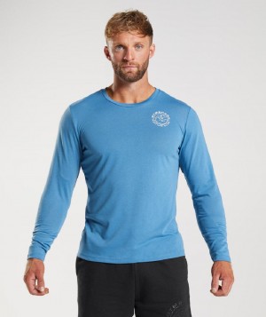 Μακρυμανικο Gymshark Legacy ανδρικα μπλε | GR_EC8385