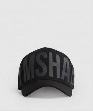 καπελα Gymshark Logo Trucker Cap γυναικεια μαυρα | GR_R1866