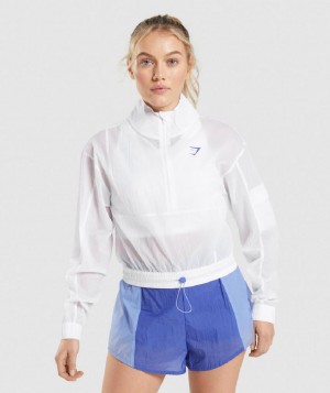 Μπουφαν Gymshark Pulse Woven γυναικεια ασπρα | GR_R1893