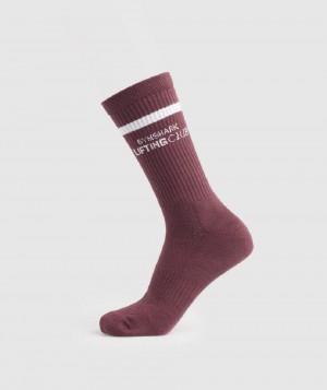 Καλτσεσ Gymshark Social Club Double Stripe 1pk ανδρικα ροζ καφε ασπρα | GR_TC8940
