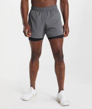 Σορτσ Gymshark Sport 5" 2 In 1 ανδρικα γκρι μαυρα | GR_QX3928