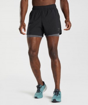 Σορτσ Gymshark Sport 5" 2 In 1 ανδρικα μαυρα γκρι | GR_QZ6935