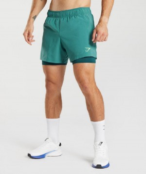 Σορτσ Gymshark Sport 5" 2 In 1 ανδρικα μπλε τυρκουάζ | GR_UV7396