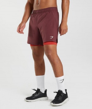 Σορτσ Gymshark Sport 7" 2 In 1 ανδρικα μπορντο κοκκινα | GR_VV5726