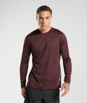 Μακρυμανικο Gymshark Sport ανδρικα μπορντο μαυρα | GR_ZI5279