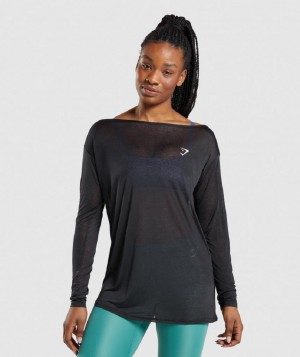 Μακρυμανικο Gymshark Training Oversized γυναικεια μαυρα | GR_CR2169