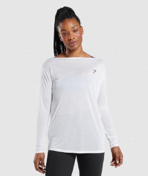 Μακρυμανικο Gymshark Training Oversized γυναικεια ασπρα | GR_TG8610
