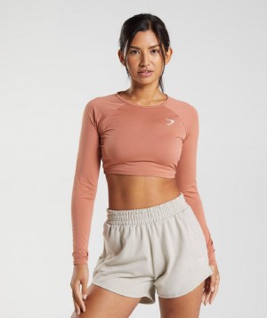 Μακρυμανικο Gymshark Training γυναικεια καφε | GR_XC4407
