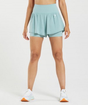 Σορτσ Gymshark Vital Seamless 2.0 2-in-1 γυναικεια μπλε | GR_BO1014