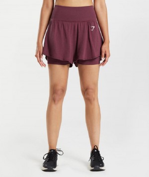 Σορτσ Gymshark Vital Seamless 2.0 2-in-1 γυναικεια μπορντο | GR_Q8850