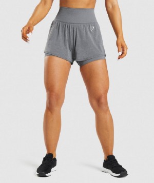 Σορτσ Gymshark Vital Seamless 2.0 2-in-1 γυναικεια γκρι | GR_TG2200