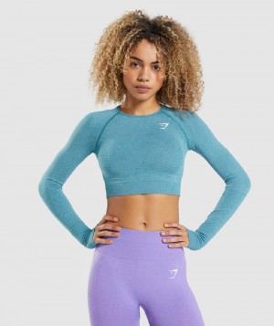 Μακρυμανικο Gymshark Vital Seamless 2.0 γυναικεια τυρκουάζ | GR_QX6562
