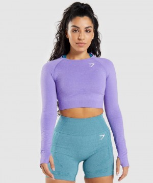 Μακρυμανικο Gymshark Vital Seamless 2.0 γυναικεια ανοιχτο μωβ | GR_XC4875