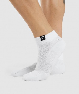 Καλτσεσ Gymshark Woven Tab Sneaker 3pk ανδρικα ασπρα | GR_EP4094