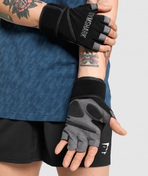 Εξοπλισμός Gymshark Wrap Lifting Gloves γυναικεια μαυρα | GR_TC7286