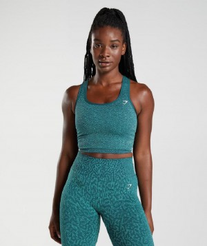 αμανικα μπλουζακια Gymshark Adapt Animal Seamless Crop γυναικεια τυρκουάζ | GR_EE1074