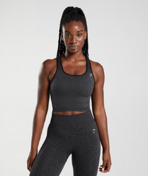 αμανικα μπλουζακια Gymshark Adapt Animal Seamless Crop γυναικεια μαυρα | GR_EP2039