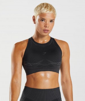 Αθλητικο Σουτιεν Gymshark Apex Seamless γυναικεια μαυρα μαυρα γκρι | GR_YJ7558