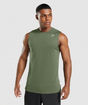 αμανικα μπλουζακια Gymshark Arrival Sleeveless ανδρικα Ελιά | GR_EC9696