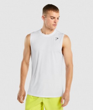 αμανικα μπλουζακια Gymshark Arrival Sleeveless ανδρικα ασπρα | GR_QX2908