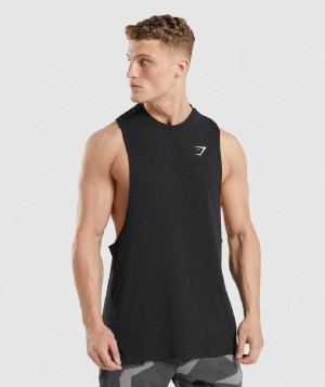 αμανικα μπλουζακια Gymshark Critical 2.0 Drop Arm ανδρικα μαυρα | GR_TG2984