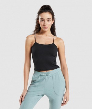 αμανικα μπλουζακια Gymshark Pause Cami γυναικεια μαυρα | GR_IM5108
