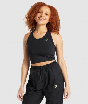 αμανικα μπλουζακια Gymshark Pulse Crop γυναικεια μαυρα | GR_MI3424