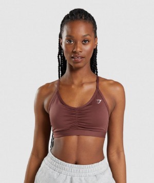 Αθλητικο Σουτιεν Gymshark Ruched γυναικεια ροζ καφε | GR_TG4372