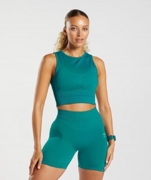 αμανικα μπλουζακια Gymshark Sweat Seamless Midi γυναικεια τυρκουάζ | GR_MI8150
