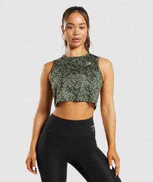 αμανικα μπλουζακια Gymshark Training Crop γυναικεια πρασινο | GR_CR8178