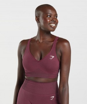 Αθλητικο Σουτιεν Gymshark Vital Seamless 2.0 V Neck γυναικεια μπορντο | GR_BH5068