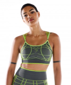 Αθλητικο Σουτιεν Gymshark Wtflex Linear Seamless γυναικεια γκρι πρασινο ανοιχτο γκρι | GR_VV9307