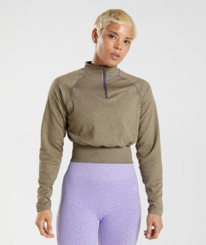 τρέξιμο με κουκούλα Gymshark 315 Long Sleeve Warmup γυναικεια καφε μωβ | GR_BH7407