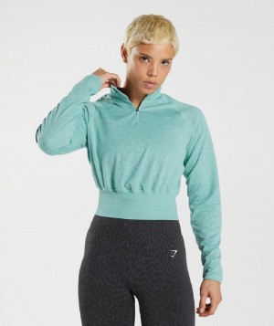 τρέξιμο με κουκούλα Gymshark 315 Long Sleeve Warmup γυναικεια μπλε τυρκουάζ | GR_EC9302