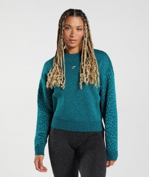 τρέξιμο με κουκούλα Gymshark Adapt Animal Sweatshirt γυναικεια τυρκουάζ | GR_V8835