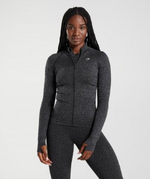 τρέξιμο με κουκούλα Gymshark Adapt Animal Zip Through γυναικεια μαυρα | GR_MI5298