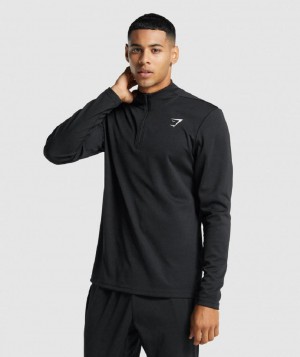 τρέξιμο με κουκούλα Gymshark Arrival 1/4 Zip Pullover ανδρικα μαυρα | GR_O6966