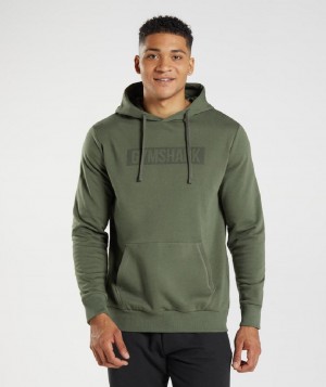 Φουτερ με Κουκουλα Gymshark Block ανδρικα Ελιά | GR_R2162