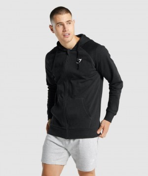 Φουτερ με Κουκουλα Gymshark Crest Zip Up ανδρικα μαυρα | GR_QZ8680
