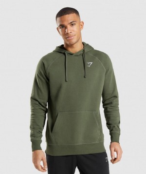 Φουτερ με Κουκουλα Gymshark Crest ανδρικα Ελιά | GR_IM3128