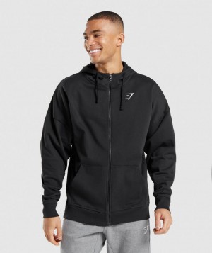 Φουτερ με Κουκουλα Gymshark Essential Zip Up ανδρικα μαυρα | GR_YQ1555