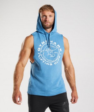 Φουτερ με Κουκουλα Gymshark Legacy Drop Arm ανδρικα μπλε | GR_QX5315